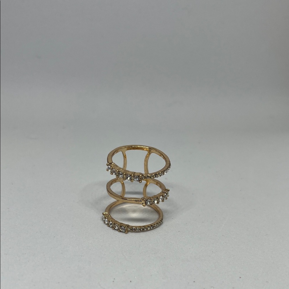 Triple Band Ring with CZ Stones Size 6